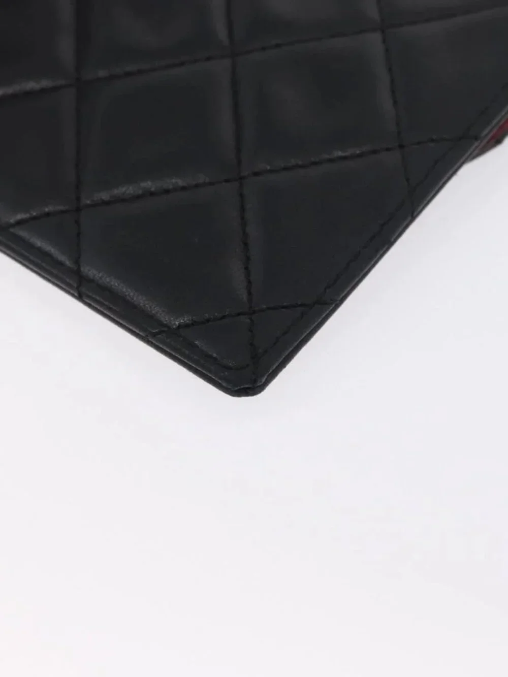 CHANEL Pouch Lamb Skin Black Gold CC Auth BA10701